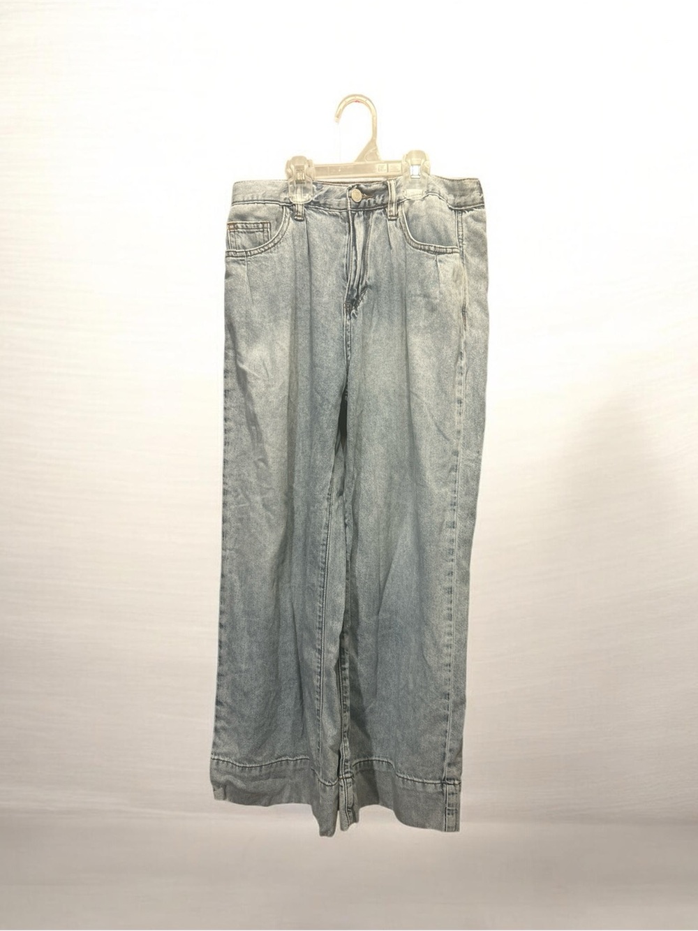Habitual High Rise Wide Leg Jeans Size 2 Light Wash Pleated Denim Baggy GUC